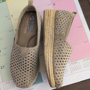 BOBS from Skechers Tan Mules with Rhinestones